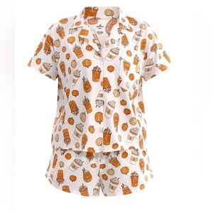 Halloween Women’s Printed Notched Top & Shorts Pajama Set Way to Celebrate XL